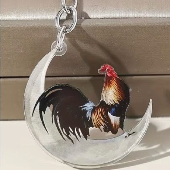 Rooster Moon Keychain - Picture 2 of 2